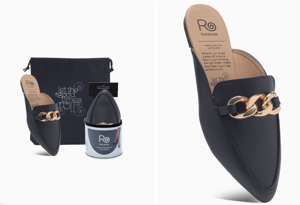 Rollasole Black Mule